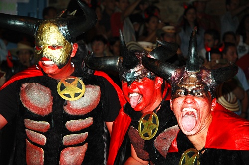 Three Crazy Devils at Riosucio Devil Carnival Colombia